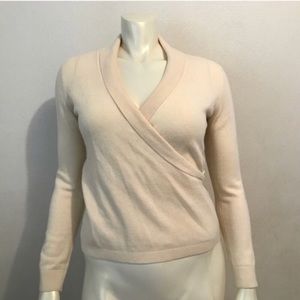 Ann Taylor 100% Cashmere Faux Wrap Sweater Medium